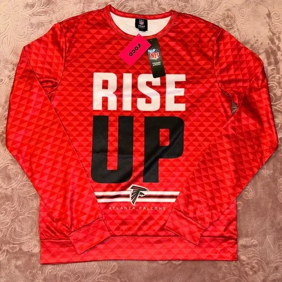 Atlanta Falcons Pullover Sweatshirt Medium NFL‎ Shirt RISE UP Slogan - Picture 8 of 12